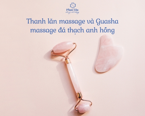 Tác dụng của thanh lăn massage và Guasha massage đá thạch anh hồng