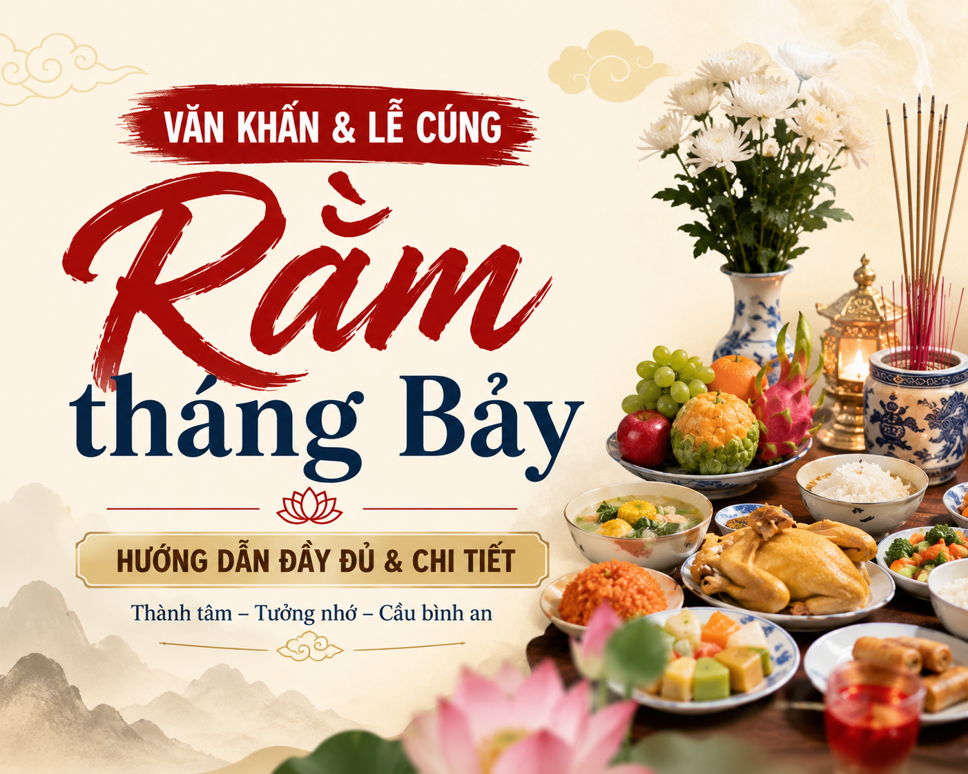 Văn khấn & lễ cúng Rằm tháng Bảy: Cúng gia tiên, Thần Tài, Thổ Công và chúng sinh