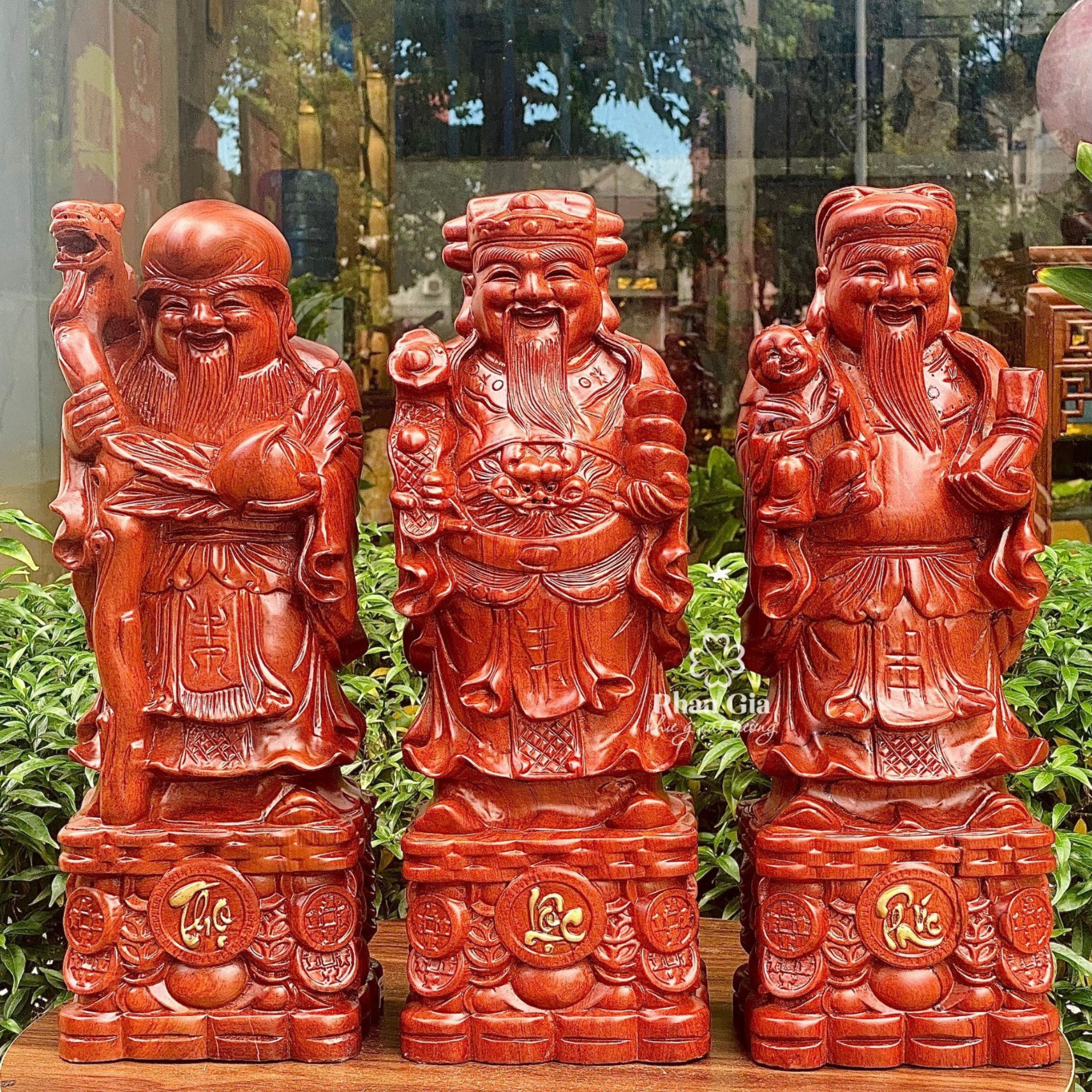 Tượng Tam Đa Phúc Lộc Thọ Gỗ Hương Đá tại Cẩm Xuyên - Hà Tĩnh