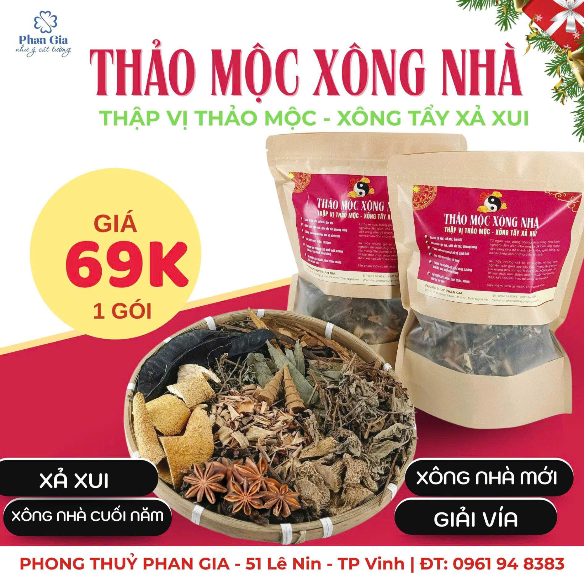 THẢO MỘC XÔNG NHÀ - giúp thanh lọc không gian , tạo năng lượng tích cực cho không gian sống tại Đô Lương