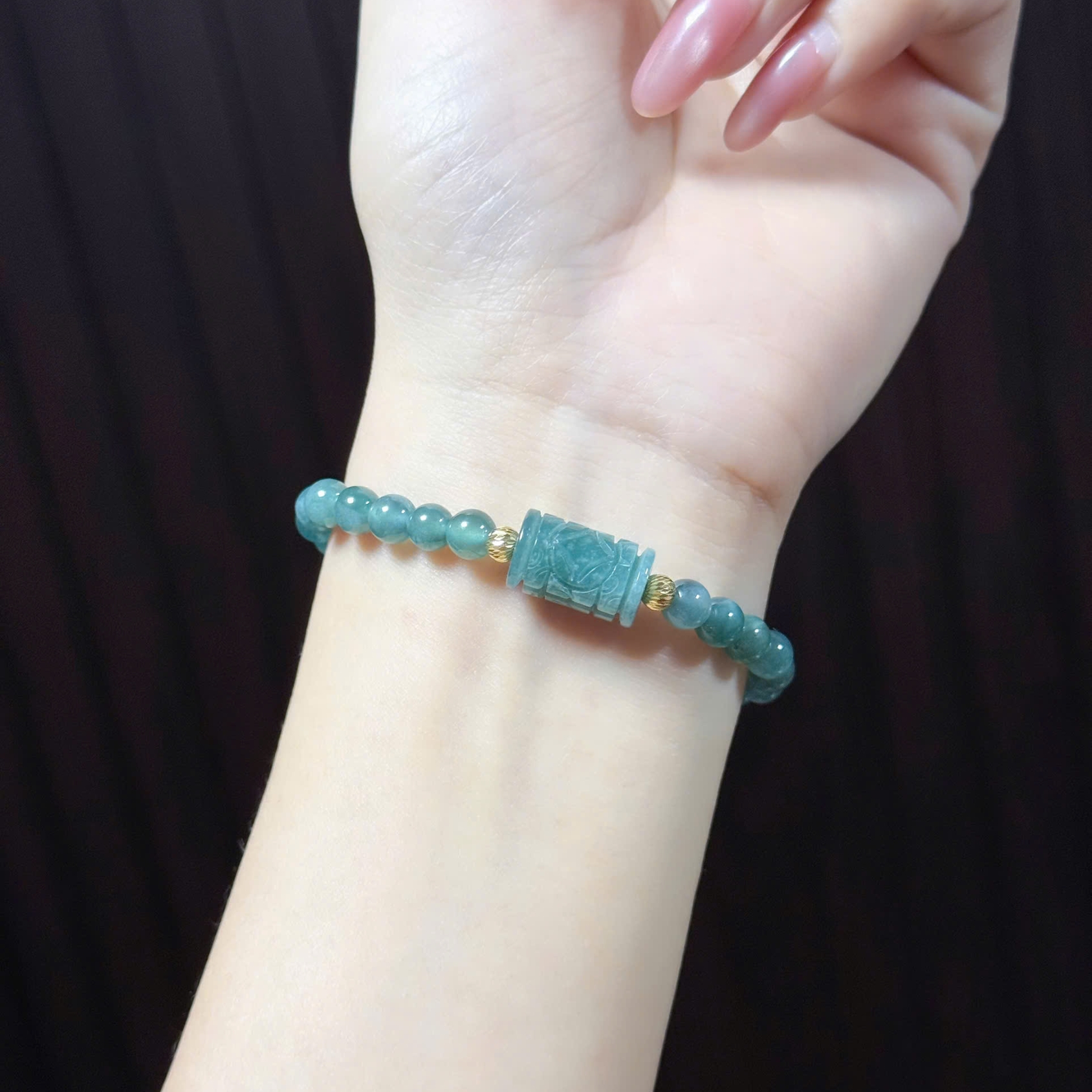  Vòng tay Lam Ngọc kết hợp lu thống